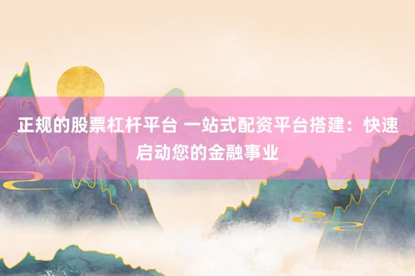 正规的股票杠杆平台 一站式配资平台搭建：快速启动您的金融事业
