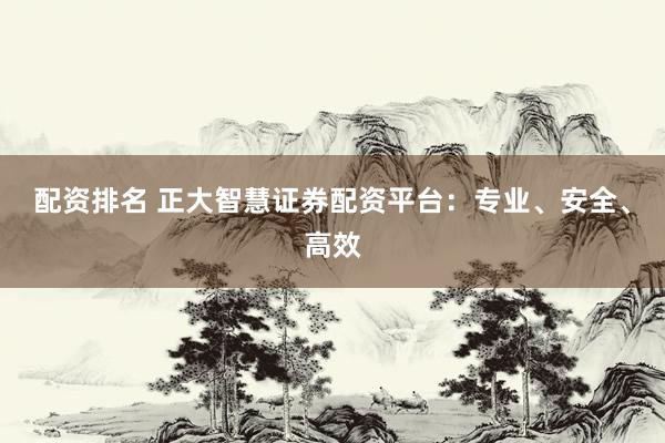 配资排名 正大智慧证券配资平台：专业、安全、高效