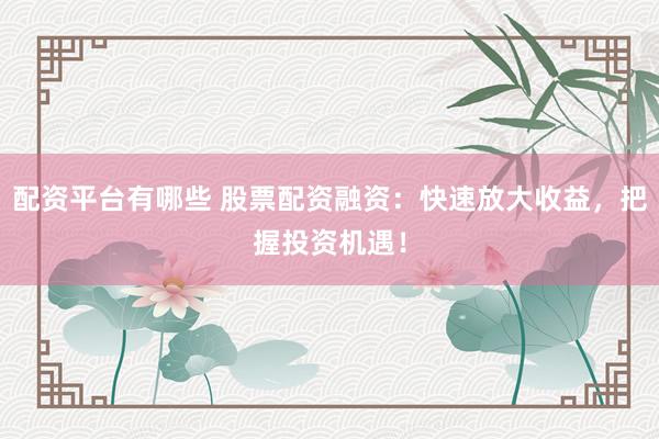 配资平台有哪些 股票配资融资：快速放大收益，把握投资机遇！