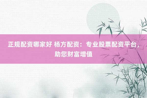 正规配资哪家好 杨方配资:专业股票配资平台,助您财富增值